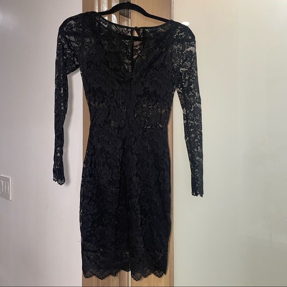 Bebe Black Lace Mini Dress XS Long Sleeve - Picture 3 of 9